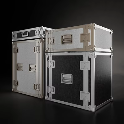 Metallic Hard Cases with Silver Black Finish Aluminum Frame Secure Latches and Modern Storage Design 3d model