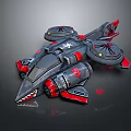 Futuristic Sci Fi Hovercraft With Dual Rotors Shark Mouth Design And Red Accents