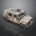 Military Tank With Camouflage Paint Cross Markings And Top Mounted Weapon