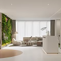 Modern Reception Area Interior With Green Plant Wall White Sofa And Large Windows 3d model
