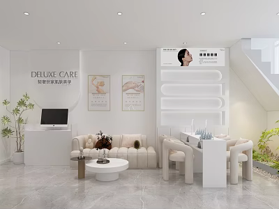 Deluxe Beauty Care Salon With Modern Interior Facial Hand Treatment Tables Sofa 3d model