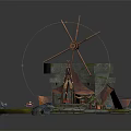Cartoon Scene Featuring Windmill Stone Platform Tents Steps Tiny Figures And Small Plants 3d model