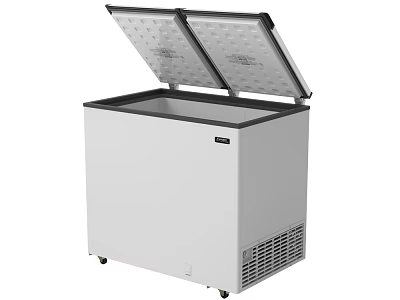 White Chest Freezer With Double Transparent Grid Lids And Movable Wheels For Home Storage 3d model
