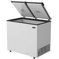 White Chest Freezer With Double Transparent Grid Lids And Movable Wheels For Home Storage