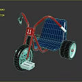 Red Frame Blue Seat Children's Tricycle With Black Tires White Grips And Number 11 On Frame