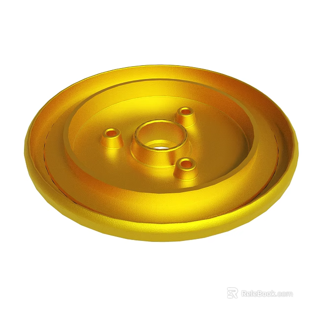 Golden Round Metal Mechanical Component With Central Hole And Small Apertures 3d model 