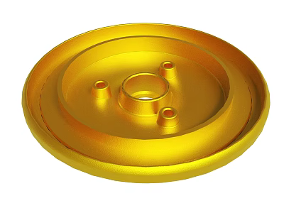 Golden Round Metal Mechanical Component With Central Hole And Small Apertures 3d model