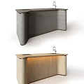 Sleek Modern Bar Counter Design With Gray Wood Surface And Under Lighting Faucet