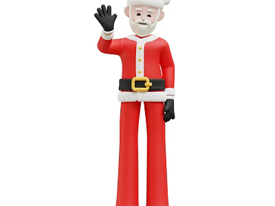 Game Movie Character Santa Claus In Red Outfit With White Beard Santa Hat Waving Hand 3d model