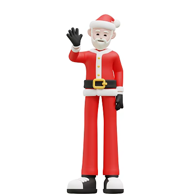 Game Movie Character Santa Claus In Red Outfit With White Beard Santa Hat Waving Hand 3d model