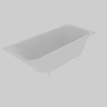 Elegant White Freestanding Rectangular Bathtub With Sturdy Metal Support Feet