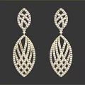 Elegant Gold Leaf Shaped Earrings With Braided Design And Sparkling Diamonds