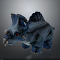 Blue Triceratops Stuffed Toy Character With White Horns Red Eyes And Spiked Back Design 3d model