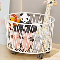 Kids Room Organized Storage Basket With Cute Plush Toys Including Panda Lion And Giraffe