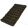 Rustic Outdoor Stone Stairs With Weathered Gray Blocks And Natural Texture 3d model
