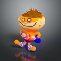 Cute Orange Cartoon Character With Brown Spiky Hair Blue Cape And Number 10