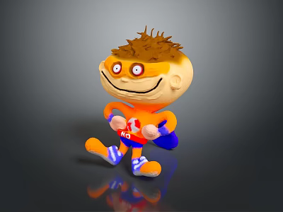 Cute Orange Cartoon Character With Brown Spiky Hair Blue Cape And Number 10 3d model
