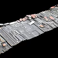 Old Broken Corrugated Metal Roof With Rusted Red Patches And Fragments