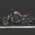 Modern Stylish Grey Motorcycle With Red Accents On White Display Platform 3d model