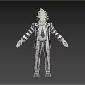 3D Character Design With Green Hair Sunglasses And Black White Striped Suit