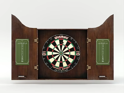 Winmau Dartboard with Wooden Cabinet and Scoreboards Sports Equipment for Home Dart Games 3d model