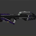 Sleek Black And Purple Futuristic Weapon With Glossy Surface And Intricate Details