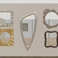 Decorative Mirrors With Various Shapes And Gold Silver Brown Frames On Wall 3d model