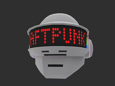 Game Movie Character White Helmet with Red LED Cyberpunk Display and Colorful Accents 3d model