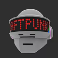 Game Movie Character White Helmet with Red LED Cyberpunk Display and Colorful Accents