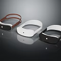 Three Stylish VR Headsets Featuring Brown White Black Hues And Sleek Headband Design