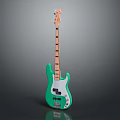 Stylish Green Electric Bass Guitar With Sleek Body And Chrome Hardware