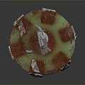 Rusted Cylindrical Weapon With Green Red Rust Metal Bolts And Top Valve