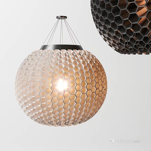 Modern Honeycomb Texture Pendant Lights In Light And Dark Hanging Design 3d model 