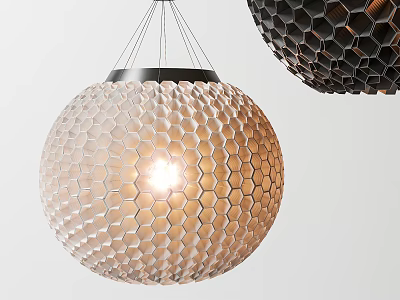 Modern Honeycomb Texture Pendant Lights In Light And Dark Hanging Design 3d model