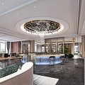Elegant Modern Hotel Lobby Interior Design With Zen Garden Ceiling Lighting And Luxury Sofa Seating