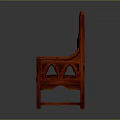 Traditional Single Sofa With Carved Wooden Backrest And Dark Patterned Fabric Cushions