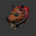 Futuristic Orange Wolf Character Design With One Eyed Goggle Spiked Collar And Small Skull
