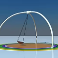 Colorful Playground Equipment With Arched Frame Swing And Rainbow Circular Floor