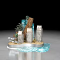 River Tracing Themed Store with Stone Display Stands Green Plants and Water Features