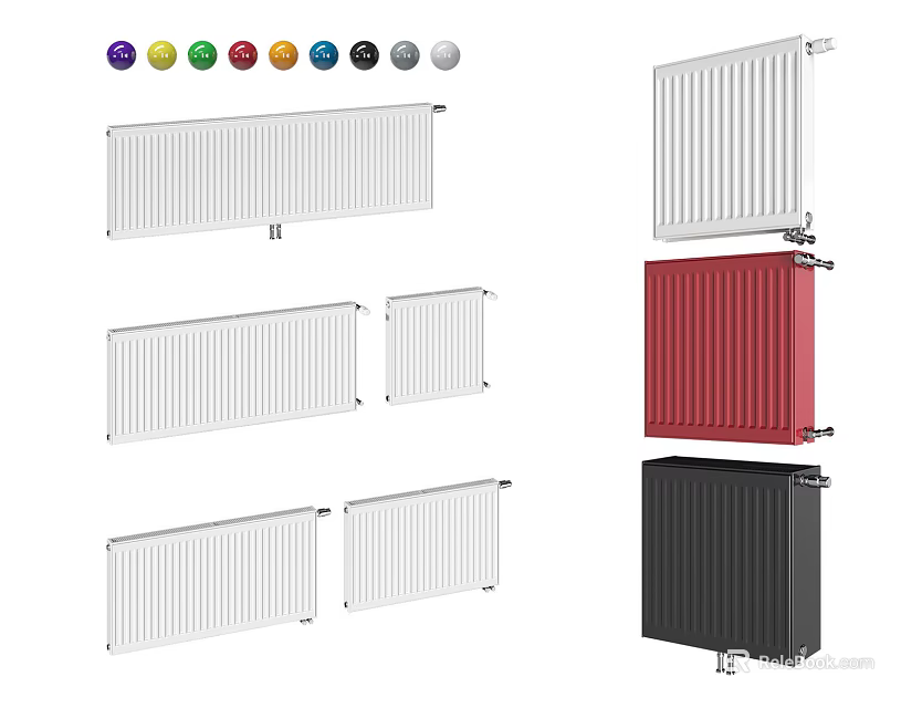 Modern Radiators In Various Colors And Different Designs For Home Heating 3d model 