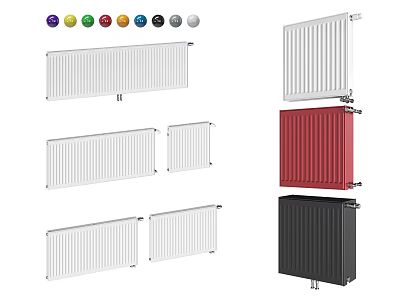 Modern Radiators In Various Colors And Different Designs For Home Heating 3d model
