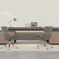Modern Luxury Executive Office Desk And Ergonomic Leather Chair Combination For Comfortable Working Space