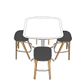 Dining Table Set Collection With Rectangular Round Wooden Tables And Matching Chairs 3d model