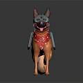 Brave German Shepherd Dog Companion With Red Bandana And Backpack Gear