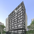 Modern Office Building With Glass Curtain Wall Featuring GALR Logo And High Rise Structure