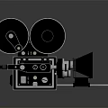 Vintage Movie Projector With Dual Film Reels Metal Body Control Knobs And Adjustable Lens