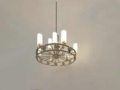Modern Metal Frame Chandelier with White Light Tubes Hanging from Ceiling 3d model