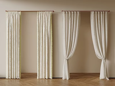 Elegant Curtain Hanging Styles With Light Fabric For Home Interior 3d model
