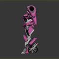 Pink Silver Biomechanical Robot Character Design With Mechanical Armor And Streamlined Structure 3d model