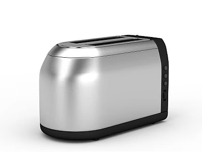 Silver Toaster With Black Edges Rectangular Shape And Smooth Surface Design 3d model